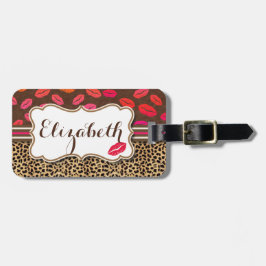 Leopard-Druck küsst personalisierte Adresse Gepäckanhänger