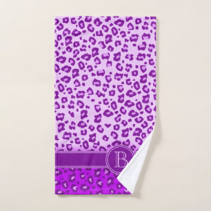 Leopard-Druck lila mit Monogramm  Handtuch
