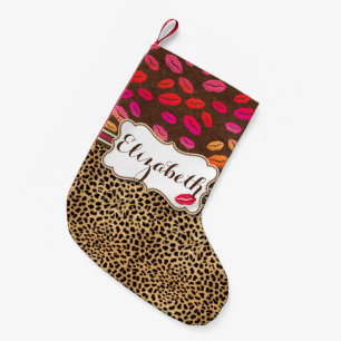 Leopard-Druck-Lippenküsse personalisiert Kleiner Weihnachtsstrumpf