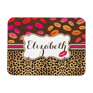 Leopard-Druck-Lippenküsse personalisiert Magnet