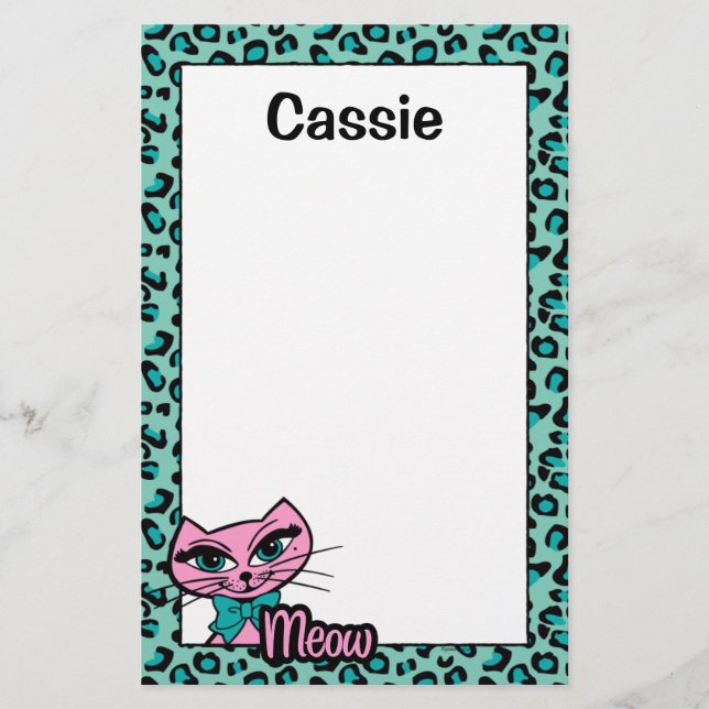Leopard-Druck-Miezekatze-Briefpapier Briefpapier (Vorderseite)