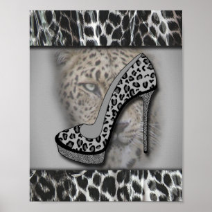 Leopard-Druck mit hoher Ferse mit Leopard Poster