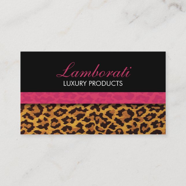 Leopard-Druck-Modedesigner-elegantes modernes Rosa Visitenkarte (Vorderseite)