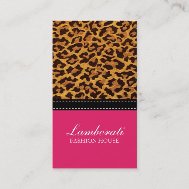 Leopard-Druck-Modedesigner-Rosa-elegantes modernes Visitenkarte (Vorderseite)