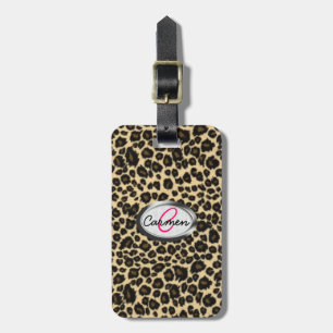 Leopard-Druck-Monogramm Gepäckanhänger