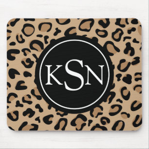 Leopard-Druck-Monogramm Mousepad