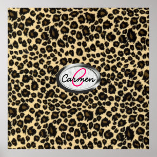 Leopard-Druck-Monogramm Poster