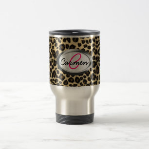 Leopard-Druck-Monogramm Reisebecher