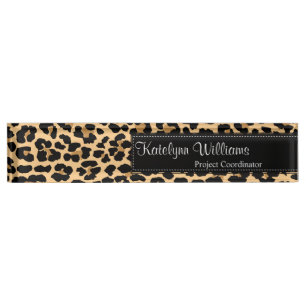 Leopard-Druck-Monogramm-Schreibtisch-Namensschild Namensplakette