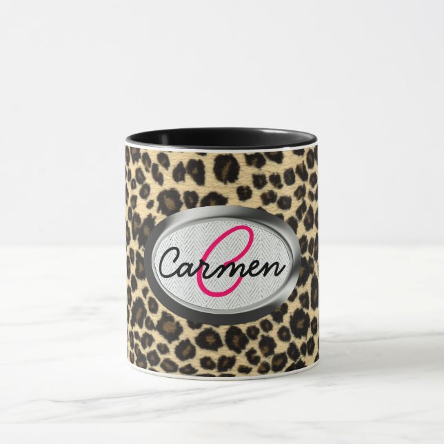 Leopard-Druck-Monogramm Tasse (Zentrum)