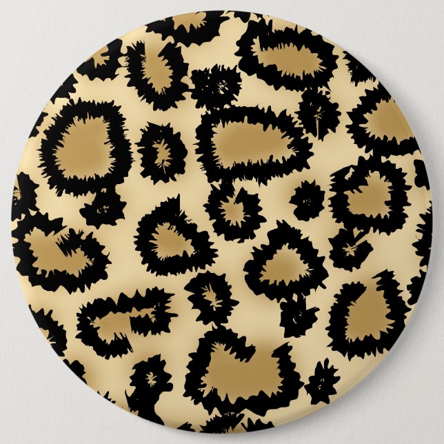 Leopard-Druck-Muster, Brown und Schwarzes Button (Vorderseite)
