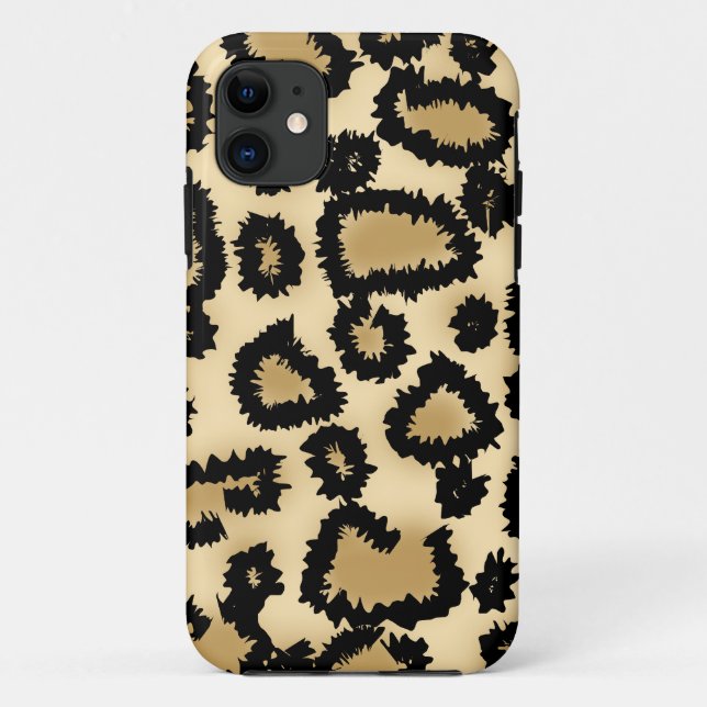 Leopard-Druck-Muster, Brown und Schwarzes Case-Mate iPhone Hülle (Rückseite)