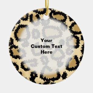 Leopard-Druck-Muster, Brown und Schwarzes Keramik Ornament