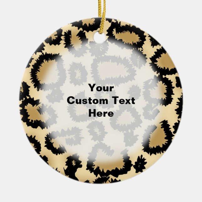 Leopard-Druck-Muster, Brown und Schwarzes Keramik Ornament (Vorne)