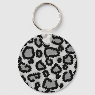 Leopard-Druck-Muster, Schwarzes und Grau Schlüsselanhänger