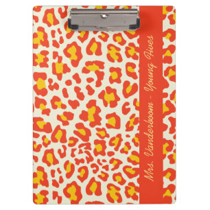 Leopard-Druck-orange Gelb-weißes Klemmbrett