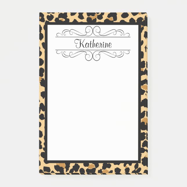 Leopard-Druck-personalisierte Post-it Klebezettel (Vorderseite)
