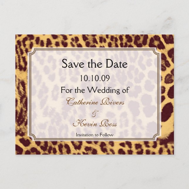 Leopard-Druck Save the Date Postkarte (Vorderseite)