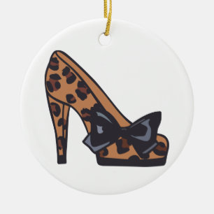 Leopard-Druck-Schuh Keramik Ornament