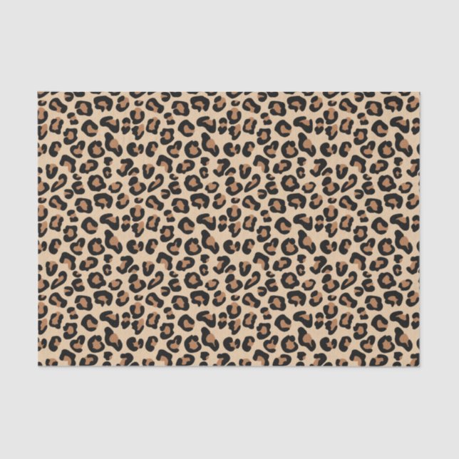 Leopard-Druck, Schwarzes, Brown, Rost und TAN Seidenpapier (Vorderseite)