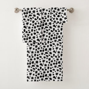 Leopard-Druck, Schwarzweiss Badhandtuch Set