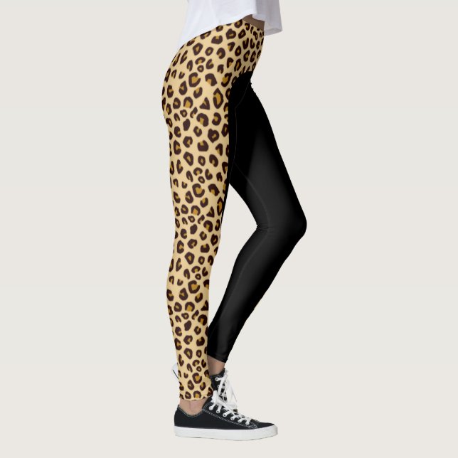 Leopard-Druck-Seiten-Streifen-Leggings Leggings (Rechts)