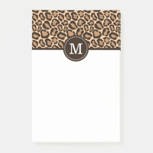 Leopard-Druck-und Brown-Gewohnheits-Monogramm Post-it Klebezettel