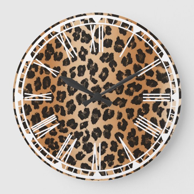 Leopard-Druck-Wanduhr Große Wanduhr (Vorderseite)