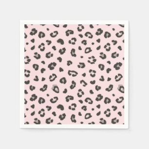 Leopard drucken Schwarz und Grau auf rosa Papier N Serviette