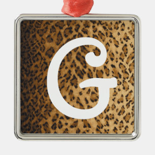 Leopard-Druckg-Monogramminitialen Ornament Aus Metall