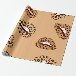 Leopard Drucklippen nahtlos Muster, Geparden Lippe Geschenkpapier