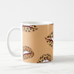 Leopard Drucklippen nahtlos Muster, Geparden Lippe Kaffeetasse
