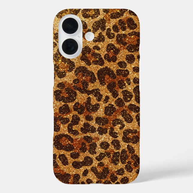 Leopard-Druckmuster mit Gold-Glitzer Case-Mate iPhone Hülle (Rückseite)