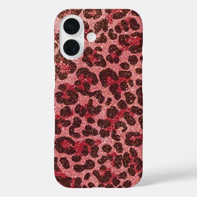 Leopard Druckmuster mit Rose Gold Glitzer Case-Mate iPhone Hülle (Rückseite)