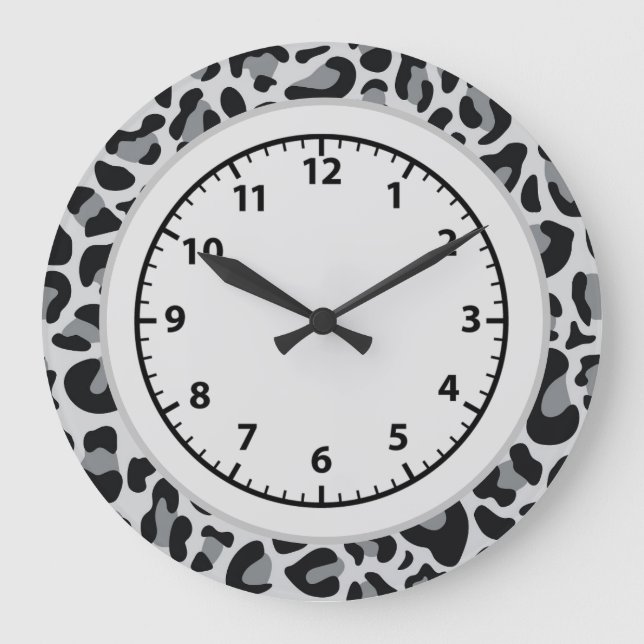 Leopard-Druckschneeleopard Große Wanduhr (Vorderseite)