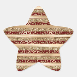 Leopard-Druckstreifen aus Red Gold Glitzer Stern-Aufkleber