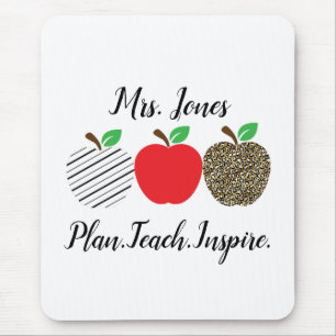 Leopard druckt Red Apple Lehrer zurück zur Schule Mousepad