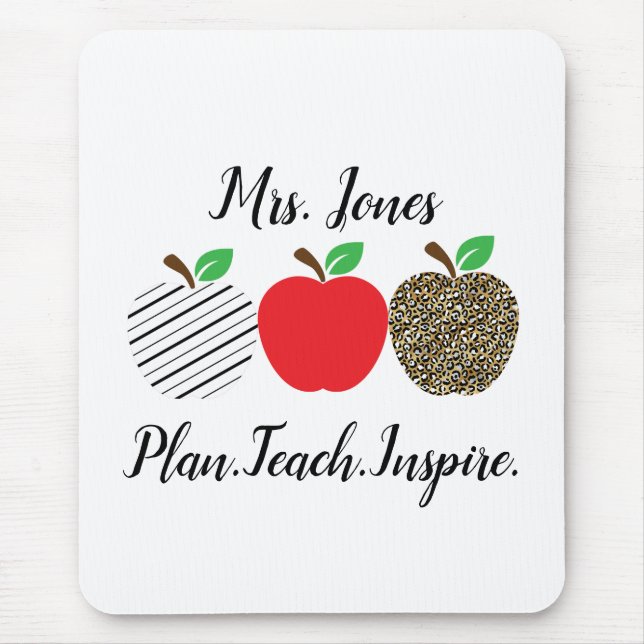 Leopard druckt Red Apple Lehrer zurück zur Schule Mousepad (Vorne)