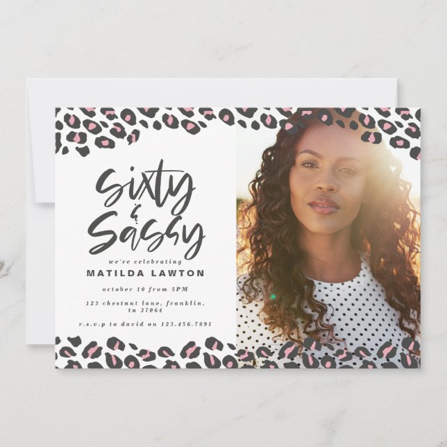 Leopard druckt sechzig und sassy 60. Geburtstag Fo (Vorderseite)