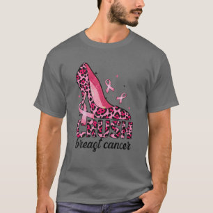Leopard druckte Brustkrebs-Awars mit hoher Ferse T-Shirt