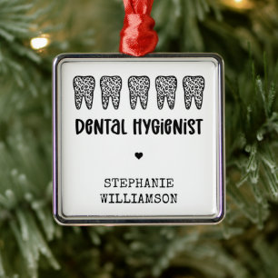 Leopard-Druckzähne für Dentalhygiene Ornament Aus Metall