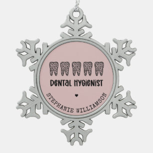 Leopard-Druckzähne für Dentalhygiene Schneeflocken Zinn-Ornament