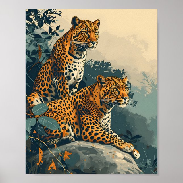 Leopard-Dschungel: Vintag Poster (Vorne)