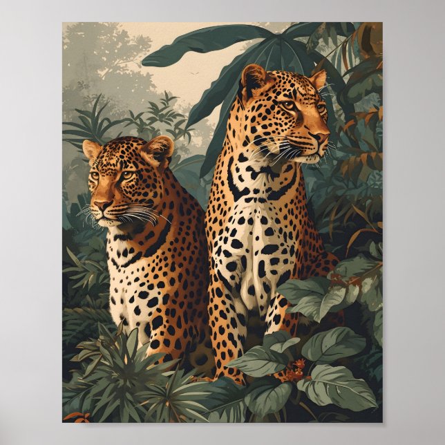 Leopard-Dschungel: Vintag Poster (Vorne)