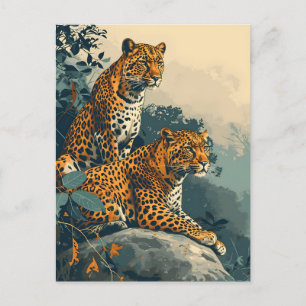 Leopard Dschungel: Vintage Postkarte