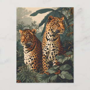 Leopard Dschungel: Vintage Postkarte