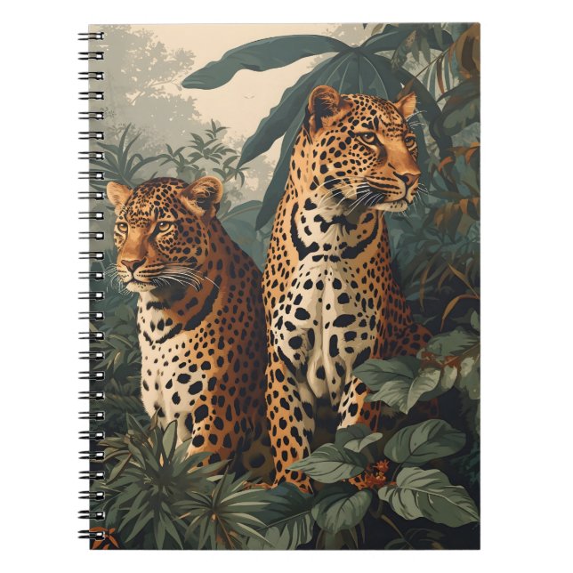 Leopard Dschungel: Vintage Postkarte Notizblock (Vorderseite)