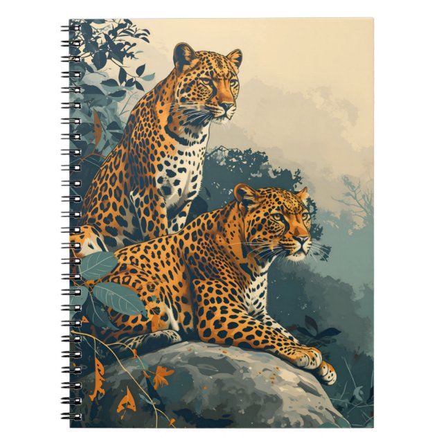 Leopard Dschungel: Vintage Postkarte Notizblock (Vorderseite)