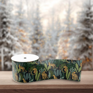 Leopard-Dschungel-Wald-Illustration Nahtlos Ripsband