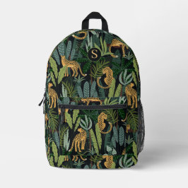 Leopard-Dschungel-Wald-Illustration Nahtloser Zoll Bedruckter Rucksack